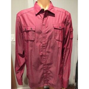 Sons of Intrigue Beet Red Button Up Military Style Long Sleeve Shirt (2XL) NWT